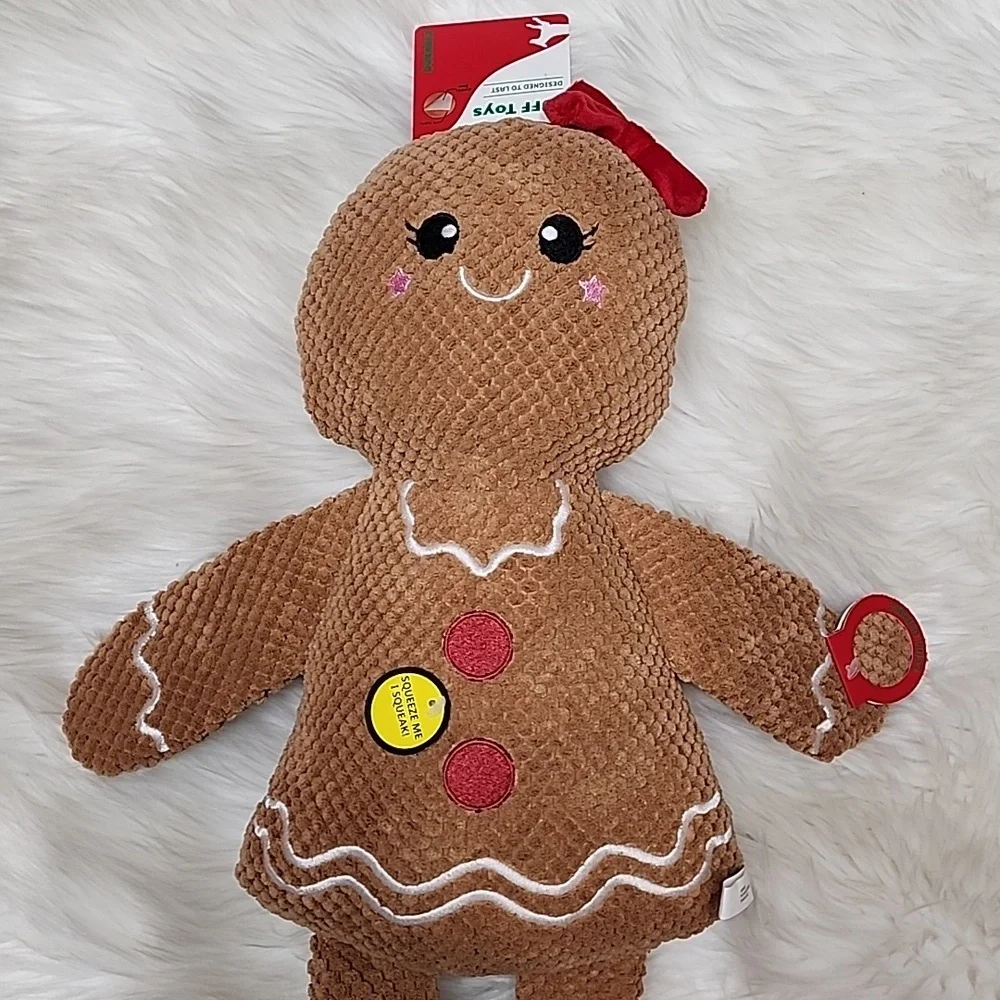 X-Large Girl Gingerbread Tuff Toys Durable Crinkle Squeaker Dog Toy